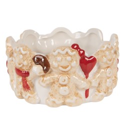 Clayre & Eef Kom Ø 14x7 cm Bruin Beige Keramiek Gingerbread man