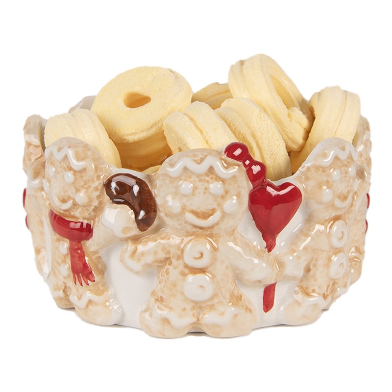 Clayre & Eef Bowl Ø 14x7 cm Brown Beige Ceramic Gingerbread man