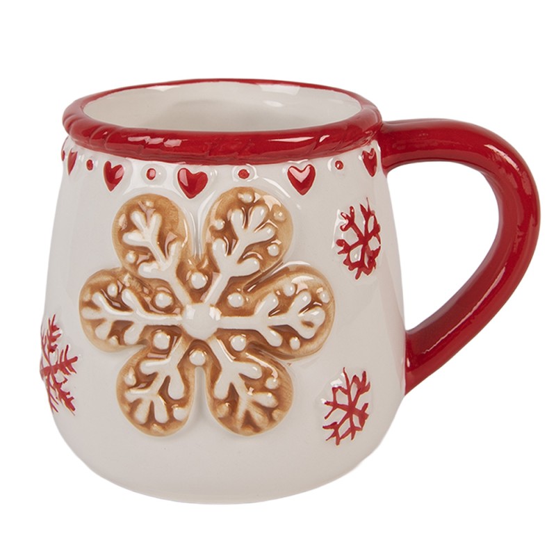 Clayre & Eef Mok 375 ml Wit Keramiek Sneeuwvlokken