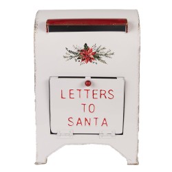 Clayre & Eef Kerstdecoratie Beeld Brievenbus 20x14x30 cm Wit Metaal