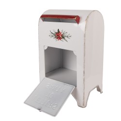 Clayre & Eef Kerstdecoratie Beeld Brievenbus 20x14x30 cm Wit Metaal