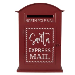 Clayre & Eef Kerstdecoratie Beeld Brievenbus 23x8x34 cm Rood Metaal