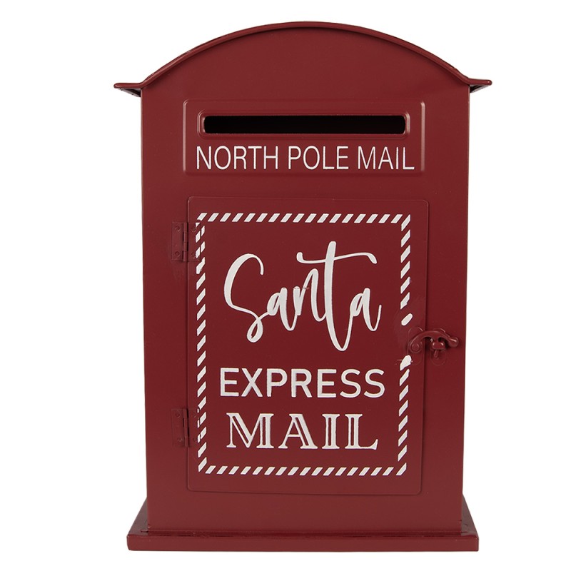 Clayre & Eef Kerstdecoratie Beeld Brievenbus 23x8x34 cm Rood Metaal
