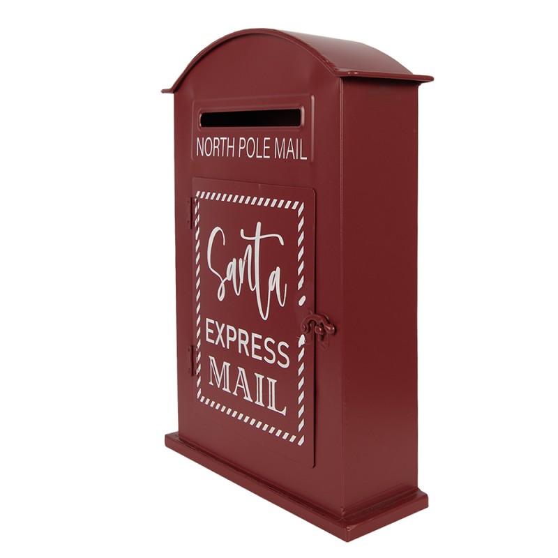 Clayre & Eef Kerstdecoratie Beeld Brievenbus 23x8x34 cm Rood Metaal