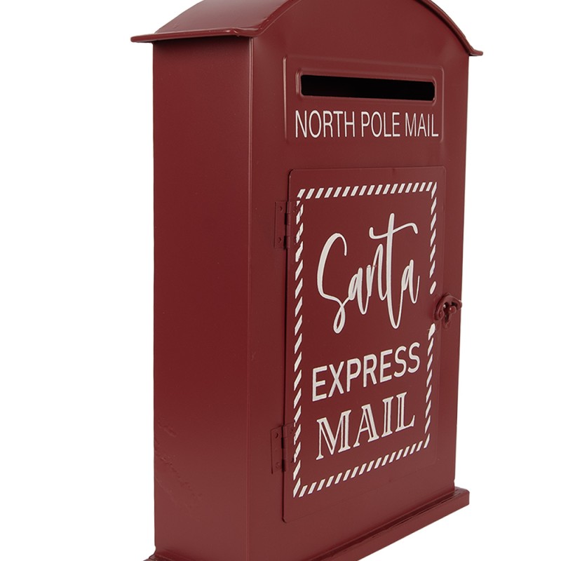 Clayre & Eef Kerstdecoratie Beeld Brievenbus 23x8x34 cm Rood Metaal