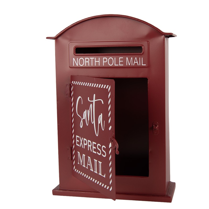 Clayre & Eef Kerstdecoratie Beeld Brievenbus 23x8x34 cm Rood Metaal