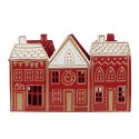 Clayre & Eef Tealight Holder House 38x13x25 cm Red Metal