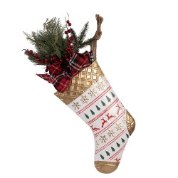 Clayre & Eef Weihnachtsanhänger Weihnachtsstrumpf 25x6x62 cm Weiß Metall