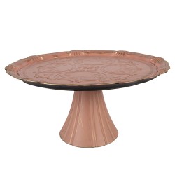 Clayre & Eef Plaque à gâteaux sur pied Ø 33x14 cm Rose Plastique