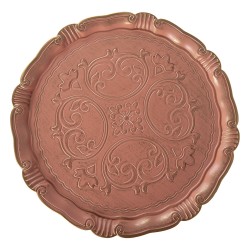 Clayre & Eef Plaque à gâteaux sur pied Ø 33x14 cm Rose Plastique