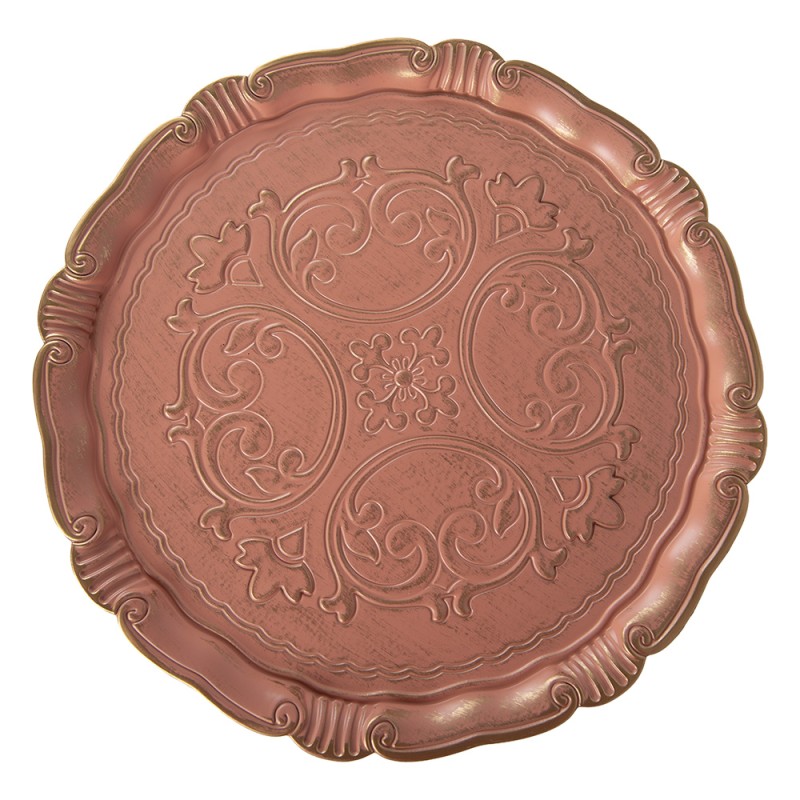 Clayre & Eef Plaque à gâteaux sur pied Ø 33x14 cm Rose Plastique
