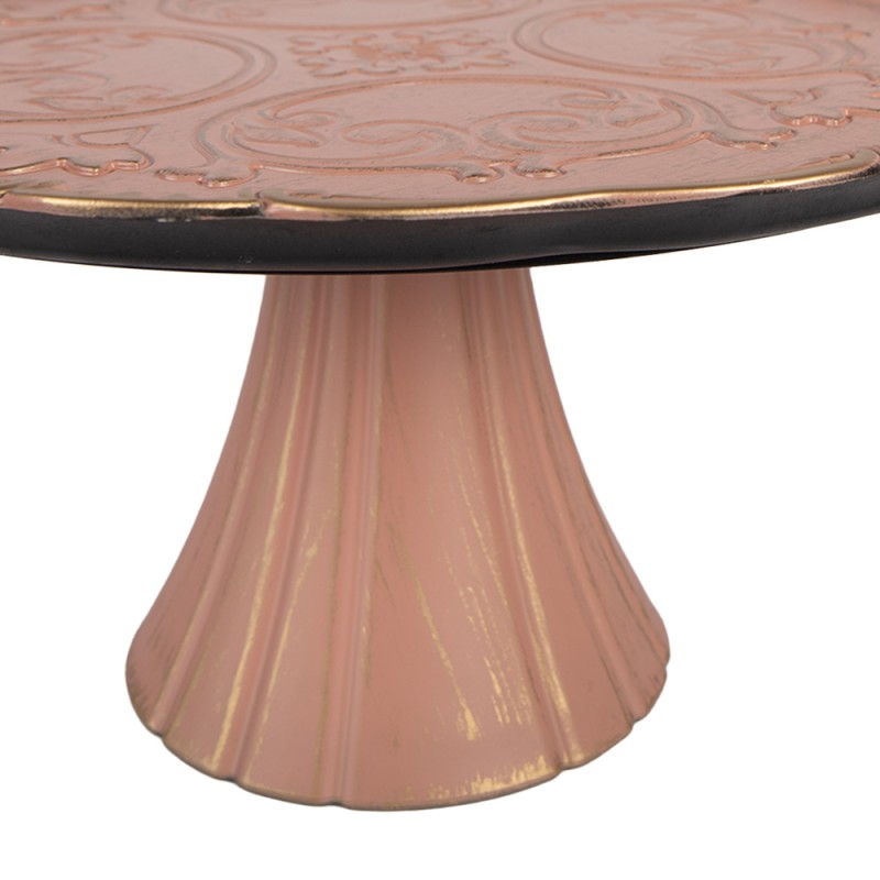 Clayre & Eef Plaque à gâteaux sur pied Ø 33x14 cm Rose Plastique