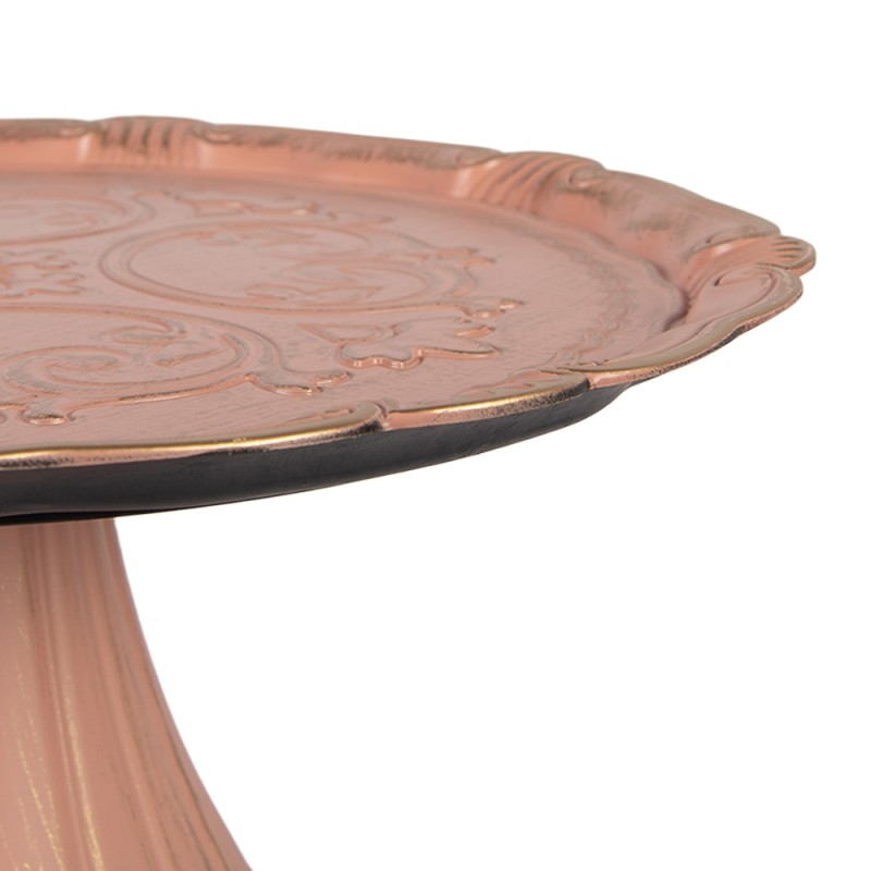 Clayre & Eef Plaque à gâteaux sur pied Ø 33x14 cm Rose Plastique