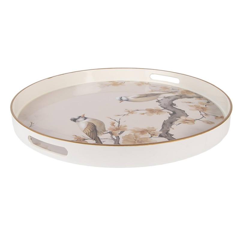 Clayre & Eef Vassoio Ø 46x4 cm Beige Plastica