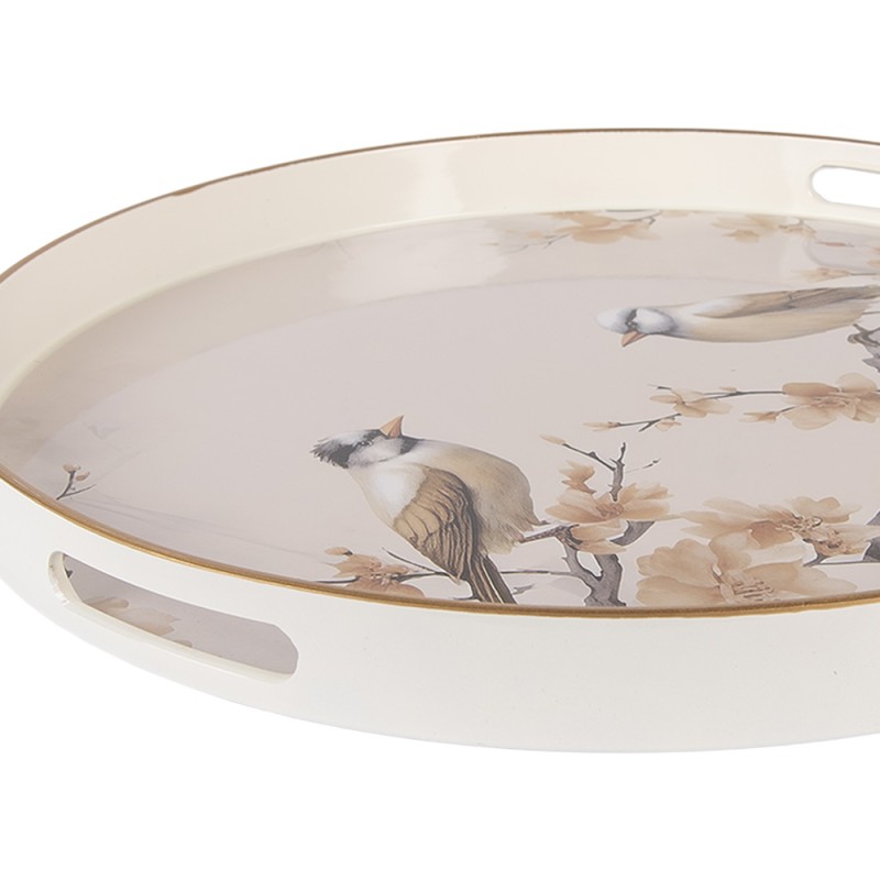 Clayre & Eef Vassoio Ø 46x4 cm Beige Plastica