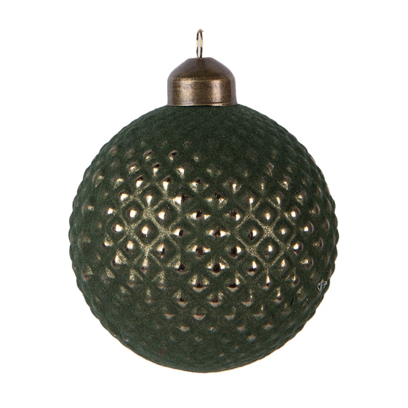 Clayre & Eef Kerstbal Ø 8x9 cm Groen Glas
