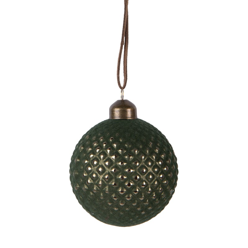 Clayre & Eef Kerstbal Ø 8x9 cm Groen Glas