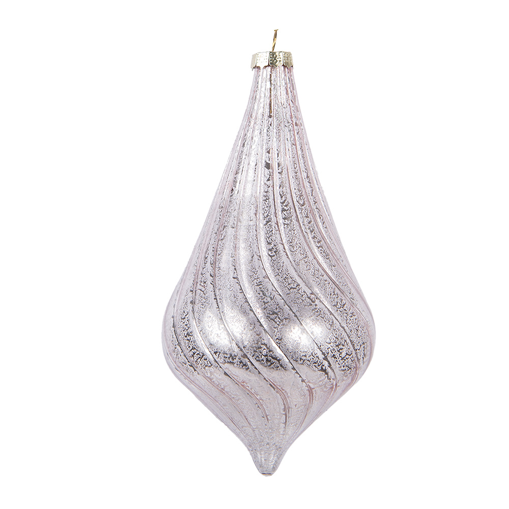 Clayre & Eef Kerstbal Ø 8x17 cm Roze Glas afbeelding 1