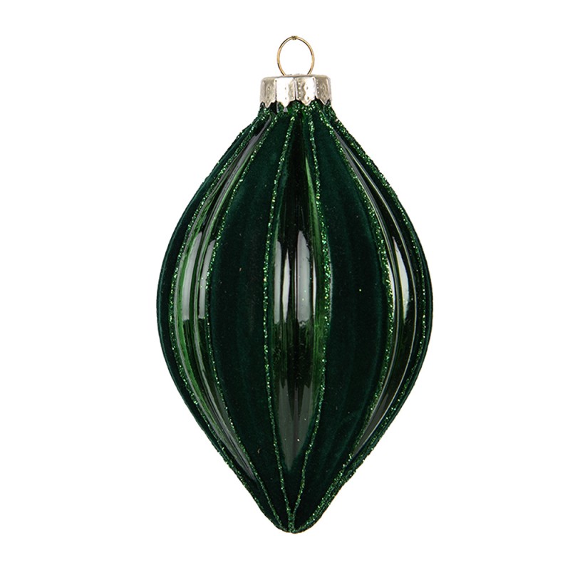 Clayre & Eef Weihnachtskugel Ø 7x12 cm Grün Glas