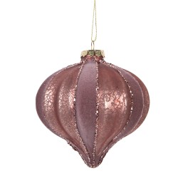 Clayre & Eef Christmas Bauble Ø 10x10 cm Pink Glass