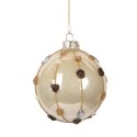 Clayre & Eef Christmas Bauble Ø 8x8 cm Beige Glass