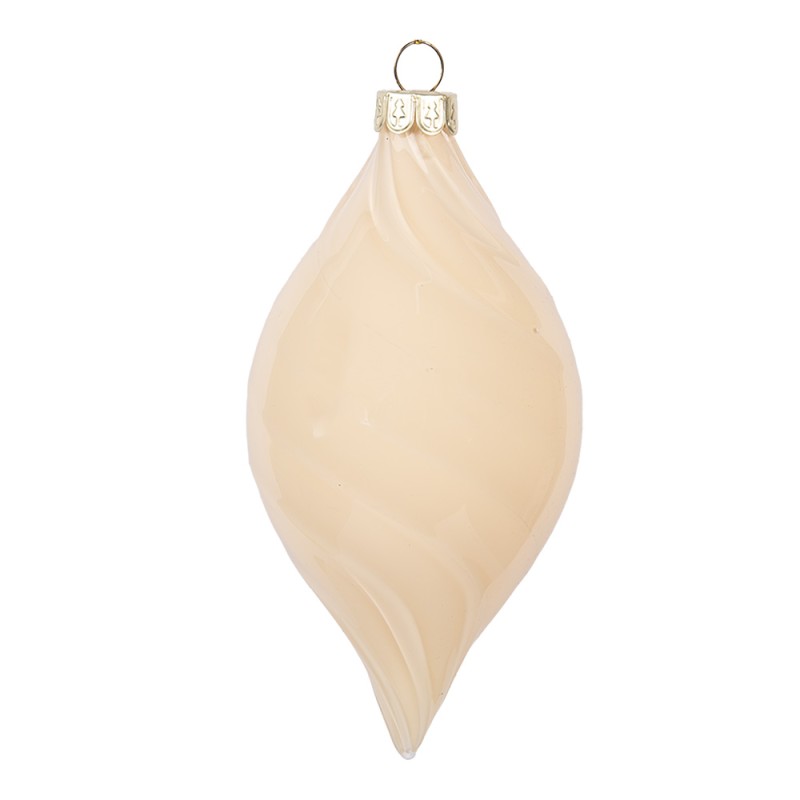 Clayre & Eef Boule de Noël Ø 7x13 cm Beige Verre