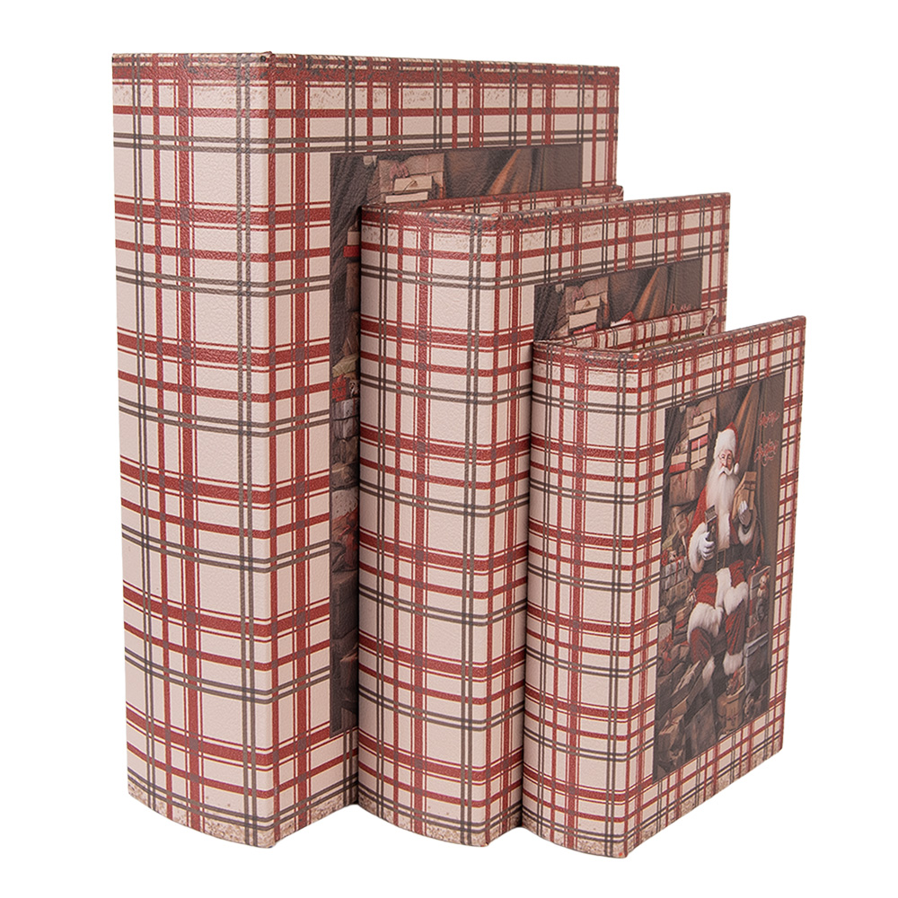 Clayre&Eef Opbergdoos Set van 3 Boeken 27/ 22 / 18 cm Bruin MDF