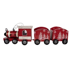 Clayre & Eef Statuetta decorativa di Natale Treno 64x13x21 cm Rosso Metallo