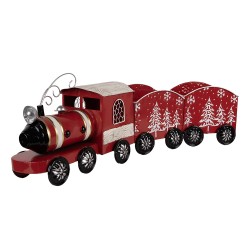 Clayre & Eef Statuetta decorativa di Natale Treno 64x13x21 cm Rosso Metallo