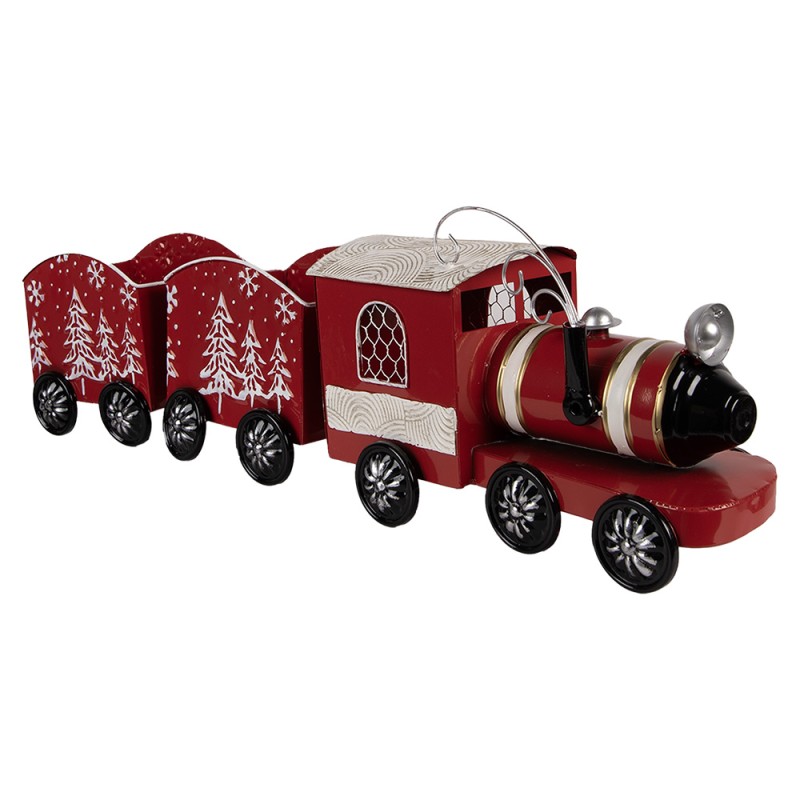 Clayre & Eef Weihnachtsdekorationsfigur Zug 64x13x21 cm Rot Metall