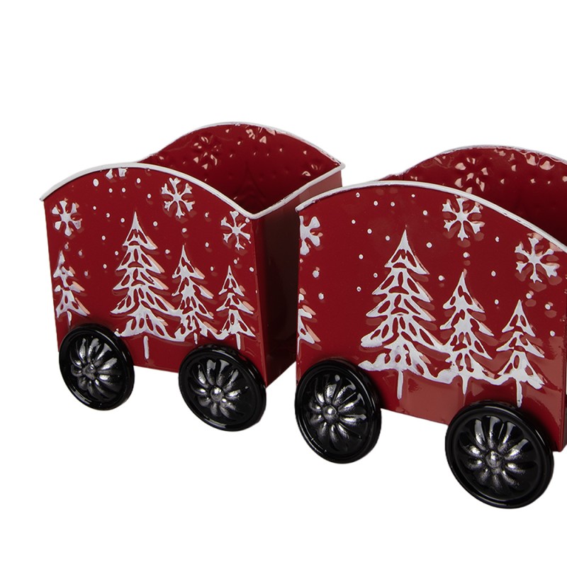 Clayre & Eef Weihnachtsdekorationsfigur Zug 64x13x21 cm Rot Metall
