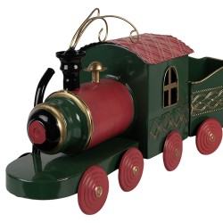 Clayre & Eef Weihnachtsdekorationsfigur Zug 65x13x23 cm Grün Metall
