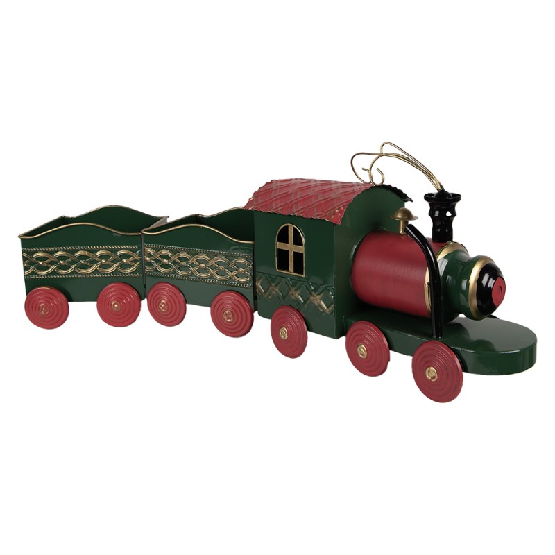 Clayre & Eef Weihnachtsdekorationsfigur Zug 65x13x23 cm Grün Metall