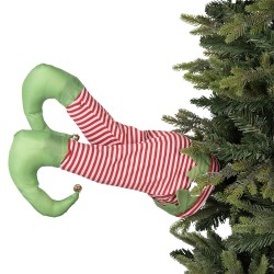 Clayre & Eef Weihnachtsdekorationsfigur Elf 17x13x35 cm / 3xAA Rot Kunststoff