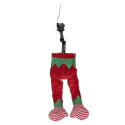 Clayre & Eef Weihnachtsdekorationsfigur Elf 15x10x39 cm / 3xAA Rot Kunststoff