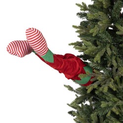 Clayre & Eef Weihnachtsdekorationsfigur Elf 15x10x39 cm / 3xAA Rot Kunststoff