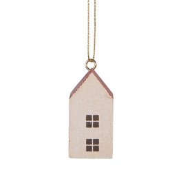 Clayre & Eef Anhänger Haus 3x3x6 cm Weiß Holz