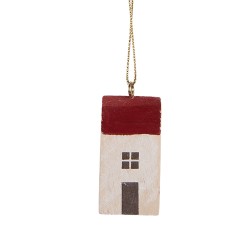 Clayre & Eef Anhänger Haus 3x3x6 cm Weiß Holz