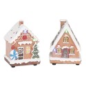 Clayre & Eef Weihnachtsdekoration mit LED-Beleuchtung Lebkuchenhaus (set 17) 9x8x13 cm / 2xAAA Braun Kunststoff