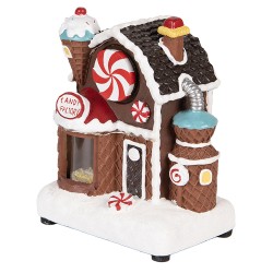 Clayre & Eef Weihnachtsdekoration mit LED-Beleuchtung und Musik Lebkuchenhaus 15x11x19 cm / 3xAA Braun Kunststoff