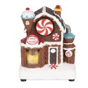 Clayre & Eef Weihnachtsdekoration mit LED-Beleuchtung und Musik Lebkuchenhaus 15x11x19 cm / 3xAA Braun Kunststoff