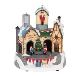 Clayre & Eef Weihnachtsdekoration mit LED-Beleuchtung und Musik Haus 20x17x23 cm / 3xAA Weiß Kunststoff