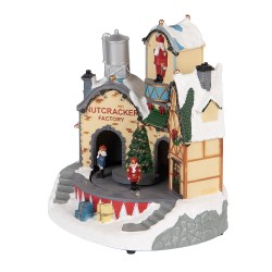 Clayre & Eef Weihnachtsdekoration mit LED-Beleuchtung und Musik Haus 20x17x23 cm / 3xAA Weiß Kunststoff