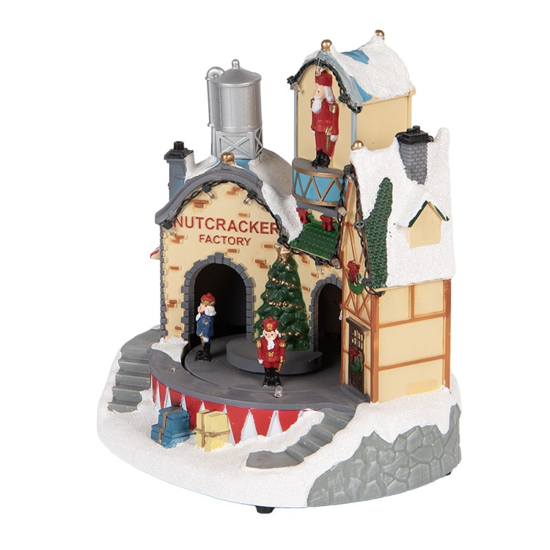 Clayre & Eef Weihnachtsdekoration mit LED-Beleuchtung und Musik Haus 20x17x23 cm / 3xAA Weiß Kunststoff