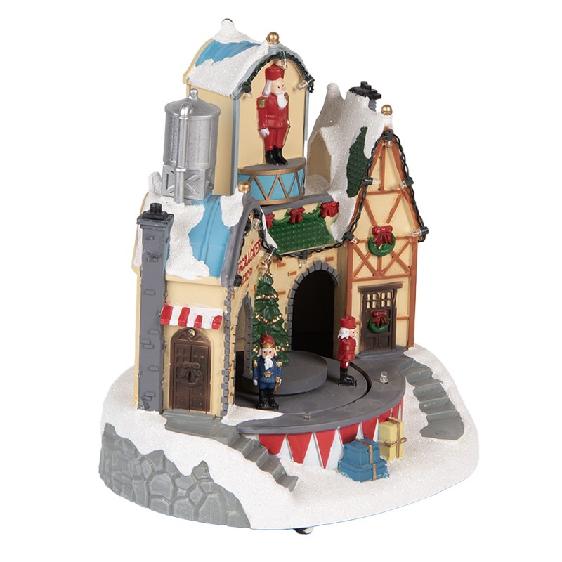 Clayre & Eef Weihnachtsdekoration mit LED-Beleuchtung und Musik Haus 20x17x23 cm / 3xAA Weiß Kunststoff
