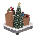 Clayre & Eef Weihnachtsdekoration mit LED-Beleuchtung und Musik Weihnachtsmann LED 20x16x20 cm / 3xAA Braun Kunststoff