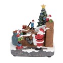 Clayre & Eef Weihnachtsdekoration mit LED-Beleuchtung und Musik Weihnachtsmann LED 20x16x20 cm / 3xAA Braun Kunststoff