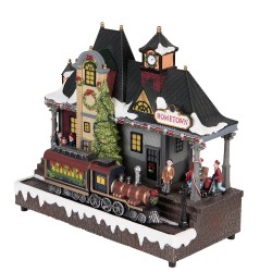 Clayre & Eef Weihnachtsdekoration mit LED-Beleuchtung und Musik Zug 32x16x30 cm / 3xAA Braun Kunststoff