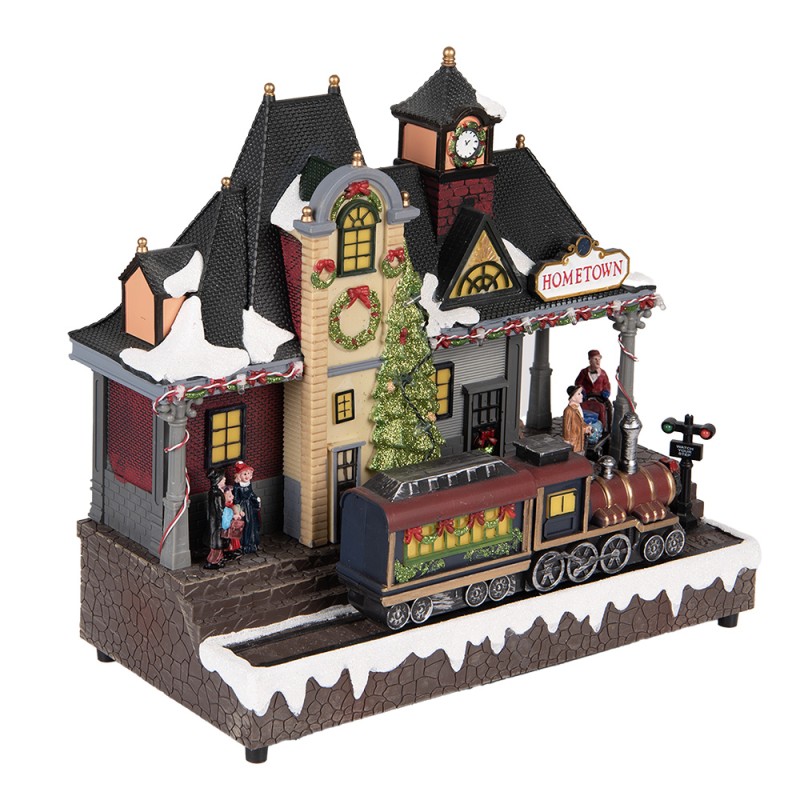 Clayre & Eef Weihnachtsdekoration mit LED-Beleuchtung und Musik Zug 32x16x30 cm / 3xAA Braun Kunststoff