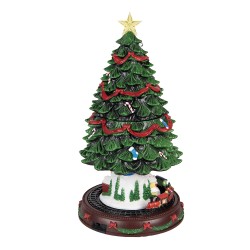 Clayre & Eef Weihnachtsdekoration mit LED-Beleuchtung und Musik Weihnachtsbaum Ø 24x46 cm / 3xAA Grün Kunststoff